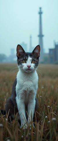 stylized by Steve Dillon , photograph, highly detailed, selfie of a Japanese Bobtail Cat
