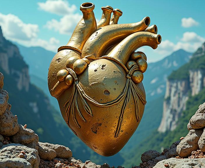 stylized by Karol Bak , photograph, award winning, wide angle of a traditional Traditional The Heart of Gold