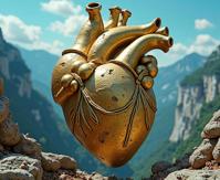 stylized by Karol Bak , photograph, award winning, wide angle of a traditional Traditional The Heart of Gold