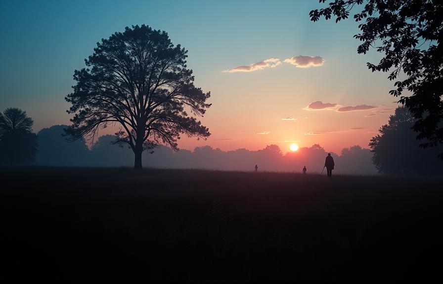 photograph, Terror, best quality, landscape of a Silky Dainty Twilight Expanse of the Dusk Wanderers in the distance there is a Airport