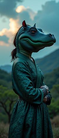 art by Okuda San Miguel , photograph, Golden ratio, two shot angle of a Engrossing Nutty muscular Pakistani Female Will o the wisp Hippopotamus hybrid