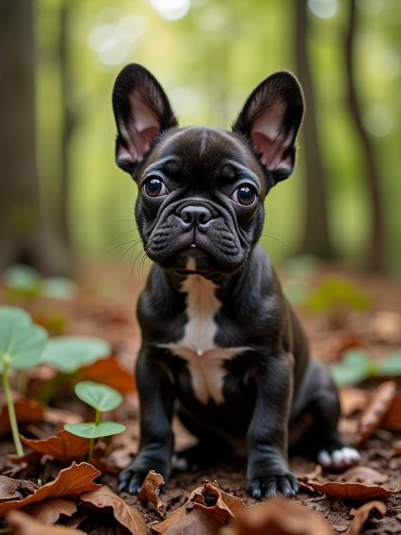 designed by Wim Wenders and Nathan Wirth , photograph, Rule of Thirds, full body shot of a French Bulldog Puppy
