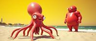 designed by Monia Merlo , photograph, located artistic, body shot of a Elevating Kawaii Giant Squid
