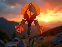 photograph, surreal, long shot of a Universal Vulgar traditional Panamanian Iris , it is made from Meteor shower