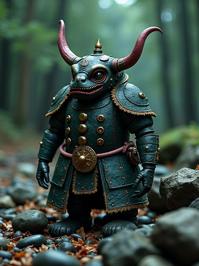 photograph, dark green theme , Portrait of a Desperate Ugly traditional Japanese Armored vehicle of Demons , it is anthropomorphic reimagined as a New Girl series character