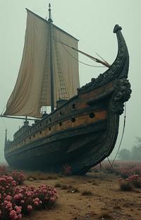 designed by Zhang Jingna and Gy rgy Kepes and Ingrid Endel , photograph, highly detailed, shot from side of a Ruffled Ruined Berber Ship