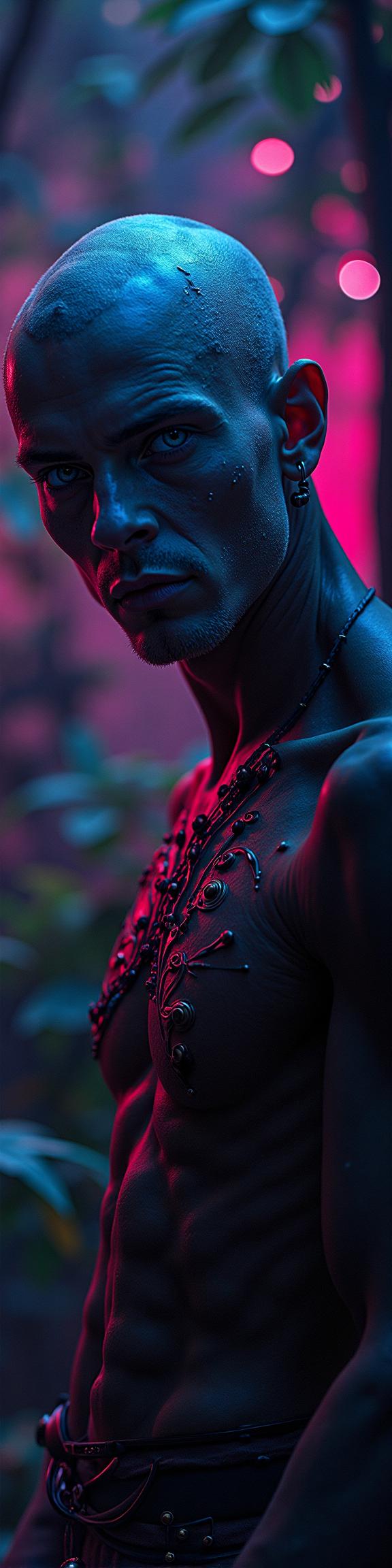 photograph, Rule of Thirds, low angle shot of a Tough Arrogant tiny Venetian Male Star mage , Acid colors theme