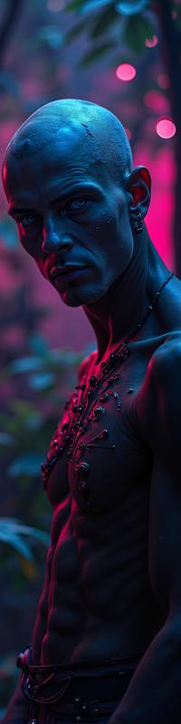 photograph, Rule of Thirds, low angle shot of a Tough Arrogant tiny Venetian Male Star mage , Acid colors theme
