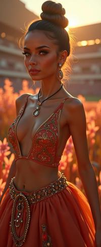 stylized by Zoe Buckman and Iris van Herpen and Nick Knight , photograph, concept art, medium shot of a Modern Art Wretched year old busty petite Egyptian Zeynep