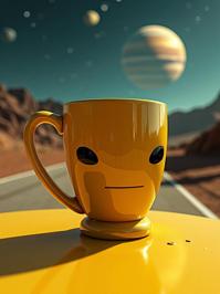 designed by Peter Holme III , photograph, Rule of Thirds, selfie of a Albanian Coffee mug