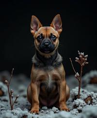 art by Takashi Miike and Allie Brosh and Yigal Ozeri , photograph, Kintsugi, upper body shot of a Supernaturalist Bold Puppy Dog