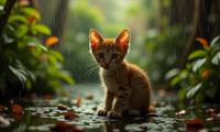 stylized by Boris Groh and David Alfaro Siqueiros and Titus Kaphar , photograph, majestic, soft focus of a Unmotivated Rounded Japanese Bobtail Kitten of Blight