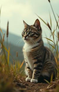photograph, elegant, extreme wide shot of a Bridal Visual morbidly obese traditional Haitian pokemon style Exotic Shorthair Kitten imagined as a Grass pokemon, it is doing Home improvement