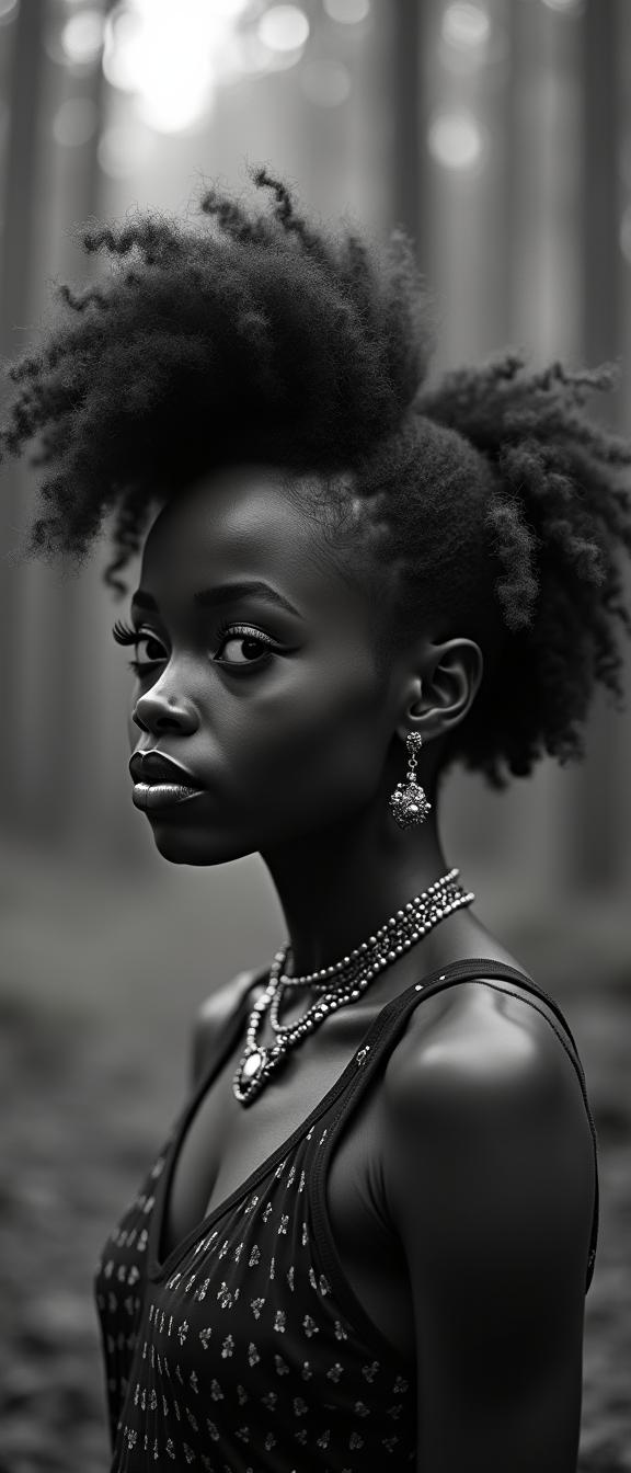 photograph, best quality, medium wide shot of a midweight traditional Ivorian Assassin Betty Boop of Grace , the Woman is very Expressionism and Parched