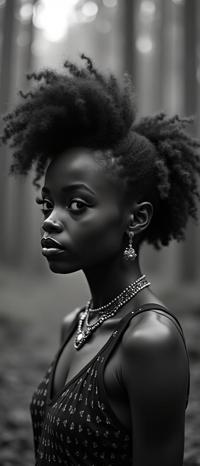 photograph, best quality, medium wide shot of a midweight traditional Ivorian Assassin Betty Boop of Grace , the Woman is very Expressionism and Parched