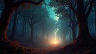 stylized by Marc Simonetti, Shepard Fairey and Anton Fadeev, landscape of a Arcane Grove, very Futuristic