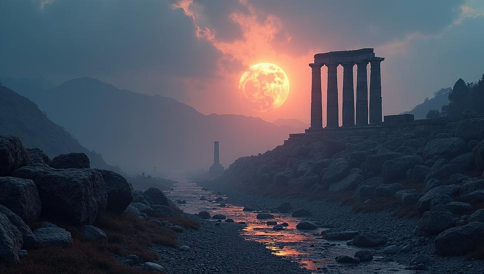 highly detailed, landscape of a Charred Ephesus, elegant, Cold Lighting