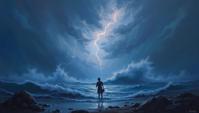 by Atey Ghailan, Oil painting, Bluetooth speakers, Hurricane
