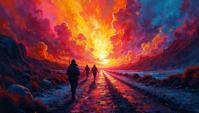 abstract art stylized by Peter Max , Sharp focus of a The First World War , Cold, F