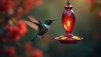fantasy art designed by Tanya Shatseva, Digital art, body shot of a Tunisian Hummingbird feeder, Orderly