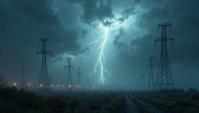 D Rendering, Solar power station Wind farm , background, Hurricane
