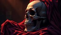 Anime, Callous Greek Skull, Bathed in shadows, surrealism art