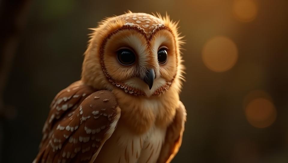by Felix Kelly , side profile of a baby Rufous Owl with Beige details, Visual novel, New Wave Art