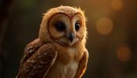 by Felix Kelly , side profile of a baby Rufous Owl with Beige details, Visual novel, New Wave Art