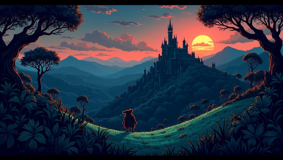 Vector Art, Paranoid Ghola , dense hillside, at Twilight