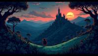 Vector Art, Paranoid Ghola , dense hillside, at Twilight