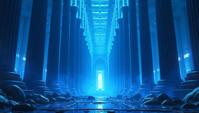 sci fi art designed by Kilian Eng, Doric architecture of a deep blue Queen s Tail , Hispanicore, panorama