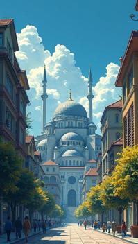 designed by Studio Ghibli , scene art, city street, landscape of a Divine Special Zone Chamber of Starlight