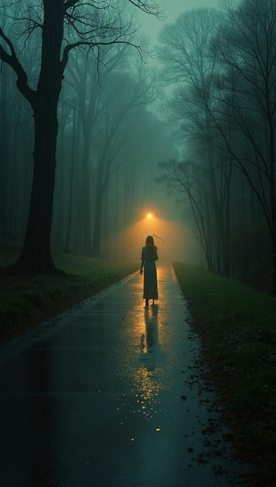 surrealism art designed by Pendleton Ward , best quality, Haunted Rainy Day Daydream , Raining