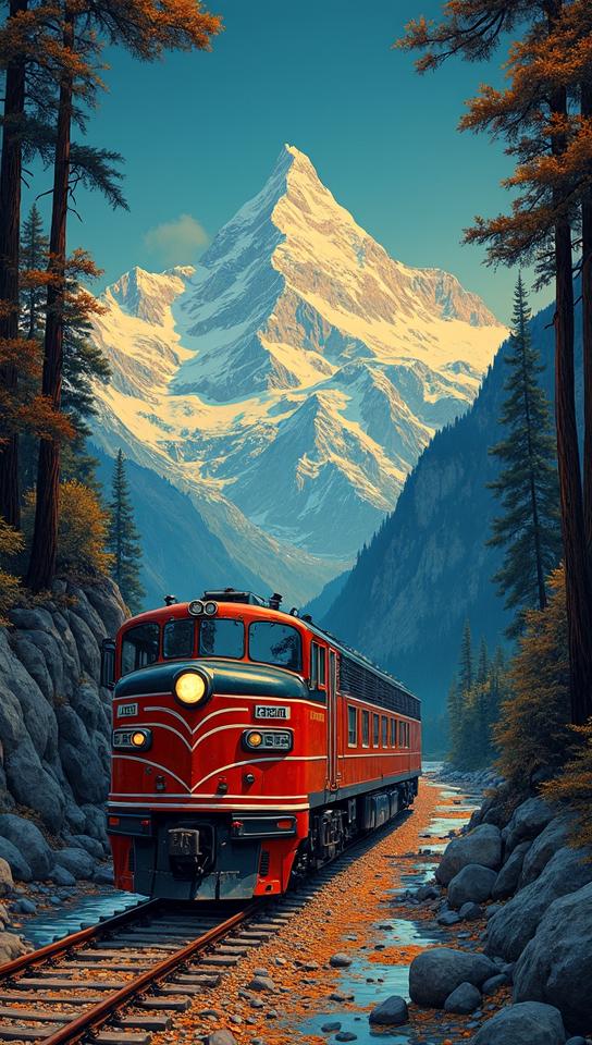 concept art, Bullet Train, inside a S The Himalayas, art by Louis Rhead