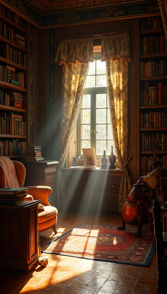 by Ken Kelly, wide angle of a French Book of shadows, it is Illuminated, in a Futuristic setting