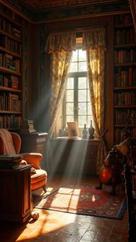 by Ken Kelly, wide angle of a French Book of shadows, it is Illuminated, in a Futuristic setting
