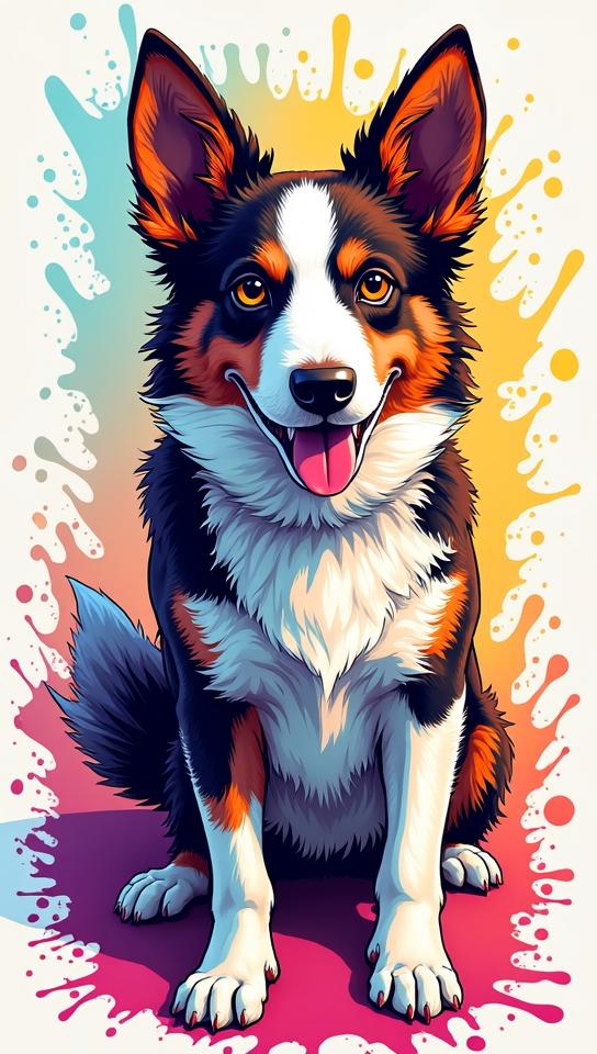 Color splash, Border Collie imagined as a Ground pokemon, art by Dan Mumford, Pop culture