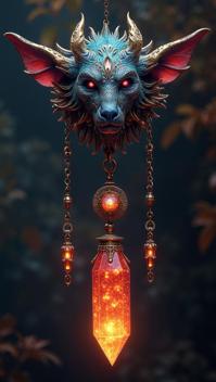 higher class Tribal Crystal pendulum , it is anthropomorphic reimagined as a World of Warcraft game character, in focus, by Johannes Vermeer