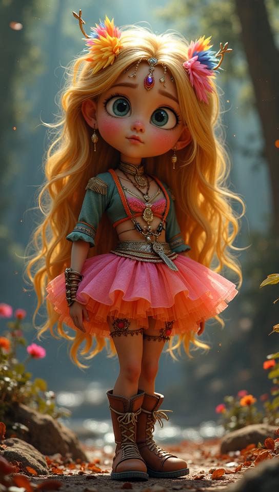 whimsical art by Pixar, cartoon art, burly Lake Bell Shaman, very Giant