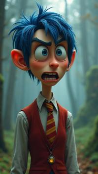 whimsical art designed by Classic Disney, cinema art, Anger from Inside Out, Jeweler