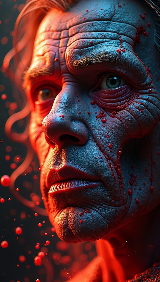stylized by John Wayne Gacy, Color splash, Organic In the Cradle of Vexilon , volumetric lighting
