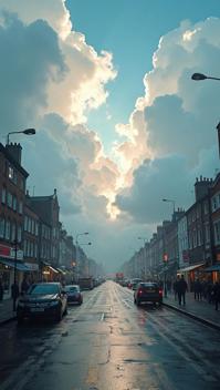 Raw digital photo, Resourceful Bant Panorama , cloudscape art stylized by Matt Molloy, precise draftsmanship
