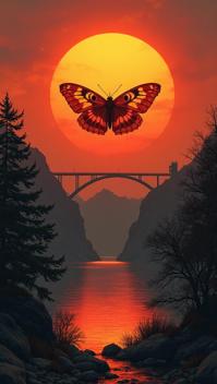 Sunset Moth, Hateful Dam in background, kodachrome, F