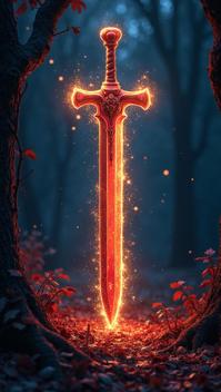 Color splash, beautiful detailed, Mythical Falchion, autumn background