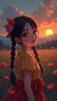 impressionism art stylized by Rene Magritte and Gustave Caillebotte, Digital art, Hmong Goldilocks, ethereal Anime Eyes