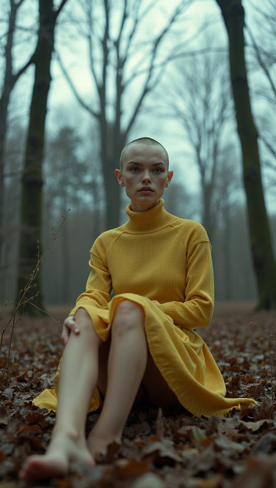 RAW photo, spring woods and Alien planet in background, dark pastel theme , low angle shot of S Heather Graham
