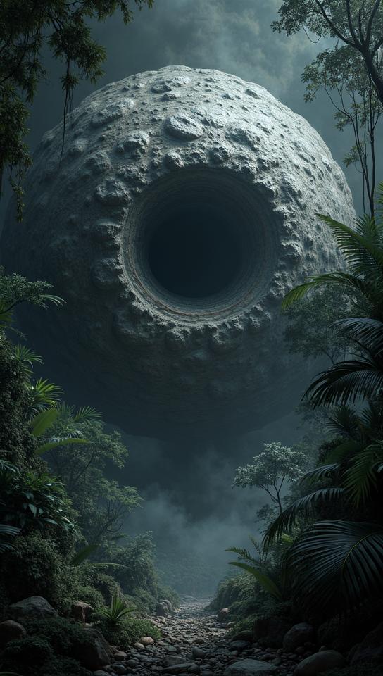 lovecraftian horror, Elegant Asteroid , with Boteh ornaments, jungle