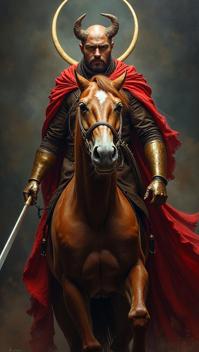 stylized by Joel Rea and Kuzma Petrov Vodkin , Painting, majestic, Gorgeous Stablemaster