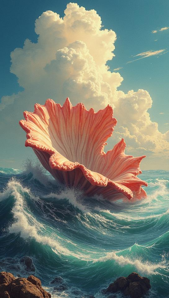 Giant Clam, vibrant art, character art stylized by Karol Bak , Illustration