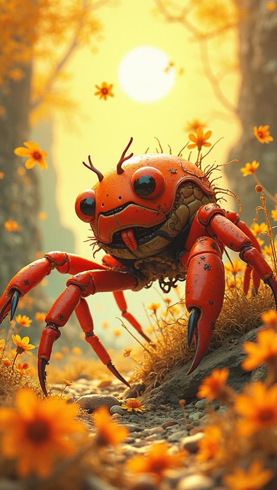 stylized by Dreamworks and Goro Fujita , whimsical art, Techwear, Heavenly Crab
